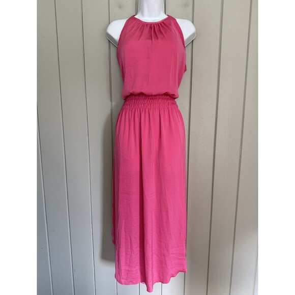 SheBird Emma One & Done Maxi Dress L Large Bright Pink Built-In Bra - Picture 1 of 6